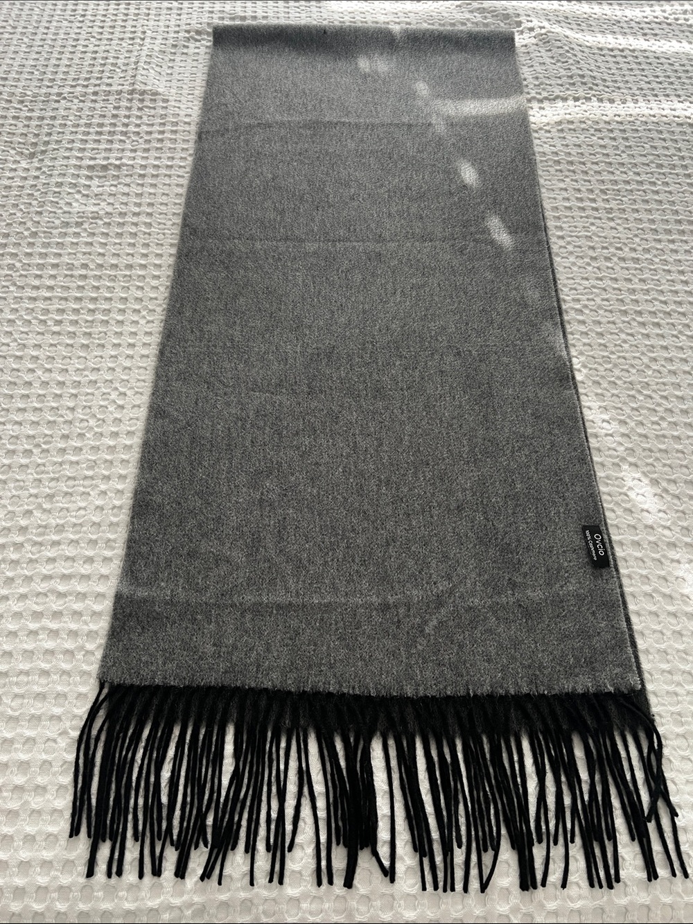 Oroton Grey Scarf with Black Fringe